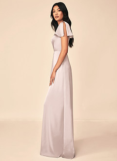 Azazie Soren Bridesmaid Dresses Blushing Pink A-Line Pleated Stretch Satin Dress image3