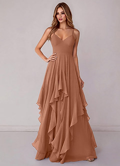 Azazie Zaina Bridesmaid Dresses Bronzer A-Line Chiffon Dress image1