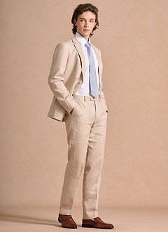front Harrison Tan 100% Linen Suit