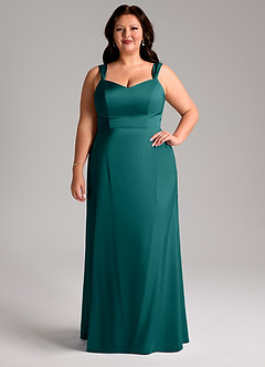 Azazie Denice Bridesmaid Dresses Peacock Sheath Pleated Stretch Satin Dress image8