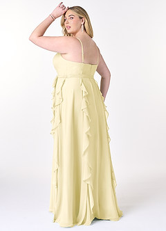 Azazie Peyton Jurken voor bruidsmeisjes Jurk van Chiffon met A-Lijn Ruches Citroensorbet image10