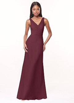 Azazie Nala Bridesmaid Dresses Cabernet A-Line Pleated Chiffon Dress image1