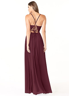 Azazie Aaida Bridesmaid Dresses Cabernet A-Line Corset Chiffon Dress image2