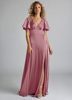 Azazie Kimber Bridesmaid Dresses Vintage Mauve A-Line Ruched Stretch Satin Dress image3