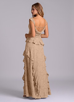 Azazie Sloane Bridesmaid Dresses Champagne A-Line Sweetheart Neckline Floral Burnout Dress image2