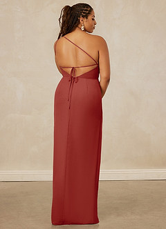Christian Siriano Bridal for Azazie 1003 Brautjungfernkleider Etui One-Shoulder Chiffon Kleid Terrakotta image15