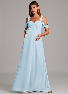 Azazie Rhea Probar vestidos en casa Vestido de Corte En A Plisado Hasta el suelo Gasa image4