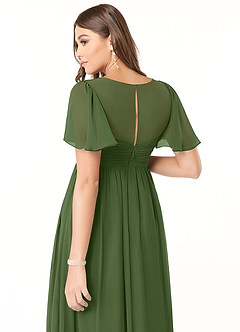 Azazie Verna Maternity Bridesmaid Dresses A-Line V-Neck Ruched Chiffon Floor-Length Dress image6