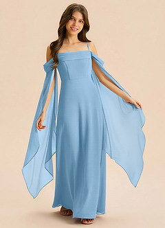 Azazie Moana Junior Linia A Pofałdowany Szyfon Długość podłogi Młodsza druhna Sukienka image1