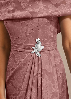 Azazie Branford vestidos de madre de la novia Vestido de Rosa Polvorienta de Devorado Floral de Corte En A con Plisado image6