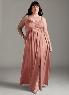 Azazie Alia Brautjungfernkleider A-Linie Plissee Stretch-Satin Kleid Rosettenrosa image10