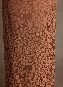 Azazie Atkins At-home Try On Dresses Caramel Cocoa Column Off the Shoulder Floral Jacquard Dress image7