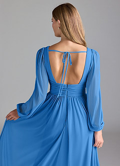 Azazie Norah Bridesmaid Dresses Blue Jay A-Line Mesh Dress image2