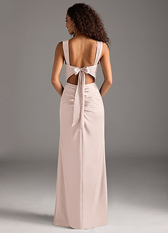 Azazie Jesaphine Bridesmaid Dresses Blushing Pink Sheath Bow Stretch Satin Dress image5