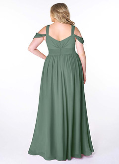 Azazie Lianne Bridesmaid Dresses Eucalyptus A-Line Off the Shoulder Chiffon Dress image9