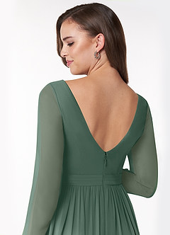 Azazie Teton Maternity Bridesmaid Dresses A-Line Long Sleeve Chiffon Floor-Length Dress image6