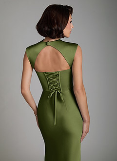 Azazie Lumia Robes de demoiselle d'honneur Robe Fourreau en Satin extensible Corset Olive image3