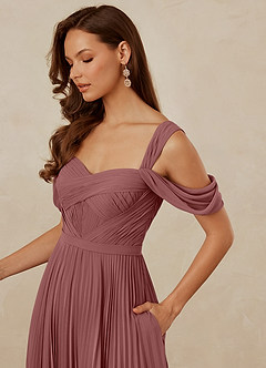 Christian Siriano Bridal for Azazie 1013 Bridesmaid Dresses Desert Rose A-Line Off the Shoulder Chiffon Dress image6