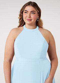 Azazie Clarice Bridesmaid Dresses Sky Blue A-Line Halter Chiffon Dress image13