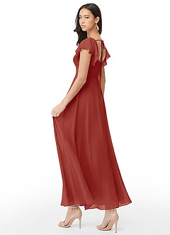 Azazie Bondi Bridesmaid Dresses Terracotta A-Line Ruched Chiffon Dress image4