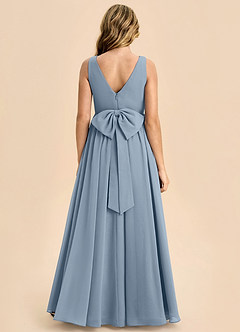 Azazie Hathaway Junior Abito A-Line in Chiffon Fiocco Blu Polveroso image2