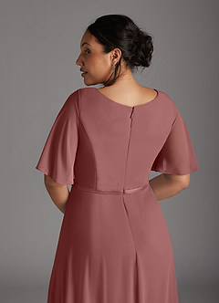 Azazie Tricia Mother of the Bride Dresses Desert Rose A-Line V-Neck Pleated Chiffon Dress image12