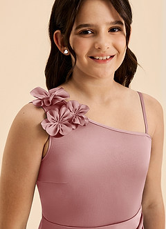 Azazie Remi Junior Dusty Rose Sheath Side Slit Stretch Satin Dress image8