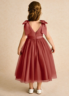 Azazie Serene Flower Girl Dresses Terracotta Ball-Gown Bow Matte Satin Dress image6
