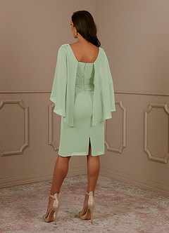 Azazie Mirra Abiti per la Madre della Sposa Abito Tubino in Chiffon con Scollo a U a Pieghe Verde Salvia image3