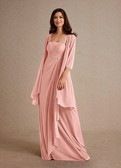 Azazie Clinton Mother of the Bride Dresses Rosette A-Line Pleated Mesh Dress image1