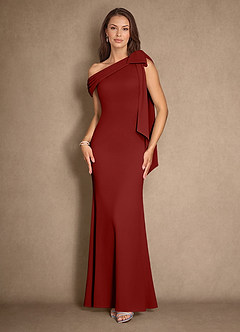 Azazie Myers vestidos de madre de la novia Vestido de Terracota de Crepé elástico de Sirena con Plisado image1