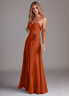 Azazie Aaron Final Sale Burnt Orange A-Line Off the Shoulder Chiffon Convertible Dress image5