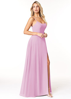 Azazie Moira Bridesmaid Dresses Candy Pink A-Line Scoop Chiffon Dress image4