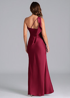 Azazie Driea Bridesmaid Dresses Burgundy Mermaid One Shoulder Stretch Satin Dress image2