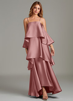 Azazie Azalea Bridesmaid Dresses Dusty Rose A-Line Ruched Stretch Satin Dress image6
