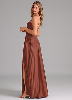 Azazie Akiko Bridesmaid Dresses Auburn A-Line Sweetheart Neckline Stretch Satin Dress image7