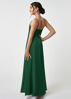 Azazie Collette Junior Dark Green A-Line Ruched Chiffon Dress image4