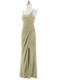 Azazie Mero Junior Pistachio Mermaid Pleated Stretch Satin Dress image7