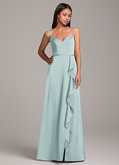 Azazie Naeem Bridesmaid Dresses Mist A-Line Stretch Satin Dress image5
