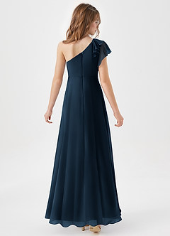 Azazie Arabella Junior Dark Navy A-Line Ruched Chiffon Dress image6