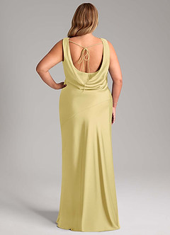 Azazie Rylina Bridesmaid Dresses Lemon Sorbet Mermaid Stretch Satin Dress image8