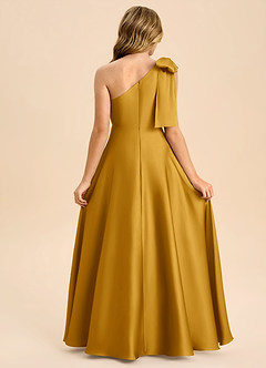 Azazie Penguin Junior Abito A-Line in Raso Elasticizzato Fiocco Caramello image2