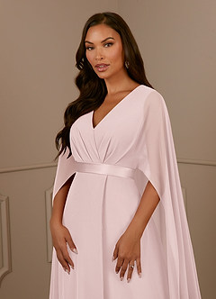 Azazie Isa Abiti per la Madre della Sposa Abito A-Line in Chiffon Plissettato con Scollo a V Rosa Rossore image5