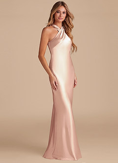 Azazie Doretta Vestidos de damas de honor Vestido de Rosa Inglesa de Satén Metálico de Corte Sirena con Lazo image5