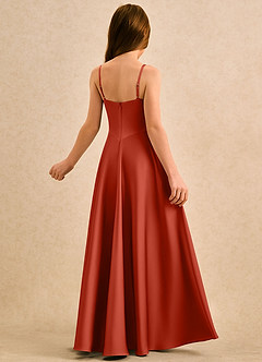Azazie Coconut Girls Formal Blumenmädchenkleider A-Linie Plissee Stretch-Satin Kleid Rost image2