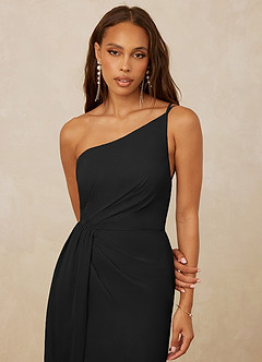 Christian Siriano Bridal for Azazie 1003 Bridesmaid Dresses Black Sheath One Shoulder Chiffon Dress image4