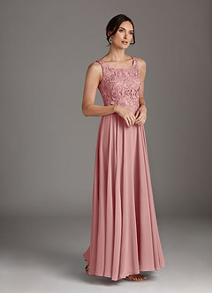 Azazie Kana Final Sale Dusty Rose A-Line Scoop lace Chiffon Dress image6
