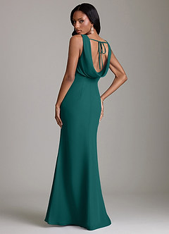 Azazie Linelle Bridesmaid Dresses Peacock Mermaid Pleated Chiffon Dress image2