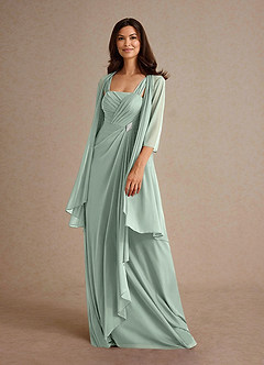 Azazie Clinton Mother of the Bride Dresses Agave A-Line Pleated Mesh Dress image1