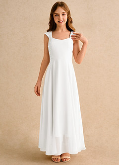 Azazie Oasis Junior Formal Flower Girl Dresses Ivory A-Line Pleated Chiffon Dress image5